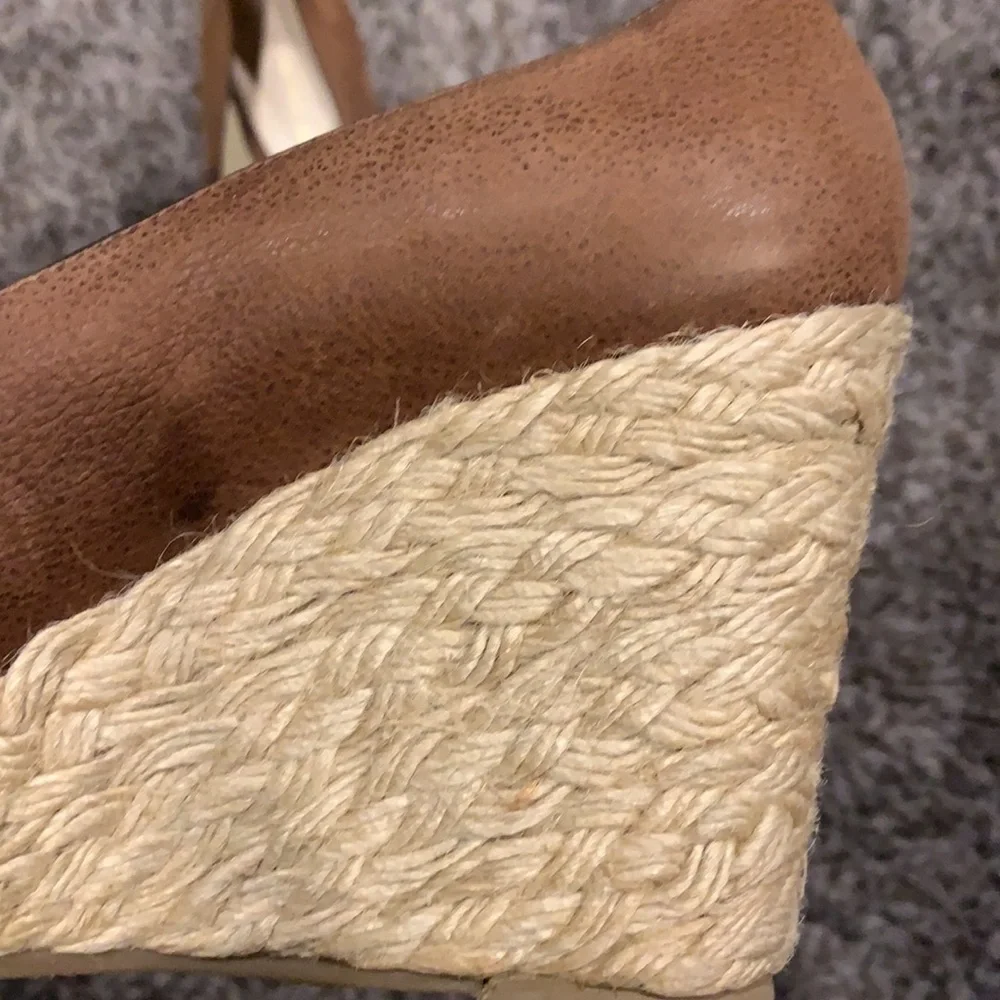 ANTONIO MELANI Brown Espadrille Wedge Peep-Toe Heels